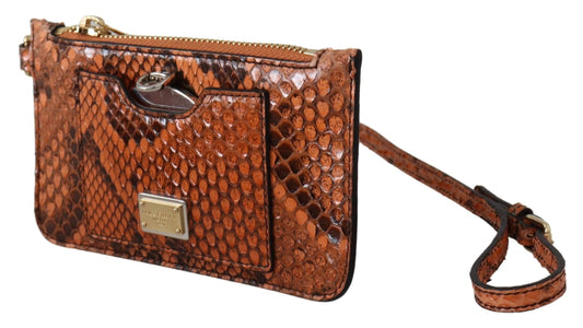 Dolce & Gabbana Dolce & Gabbana Elegant Python Patterned Leather Wristlet