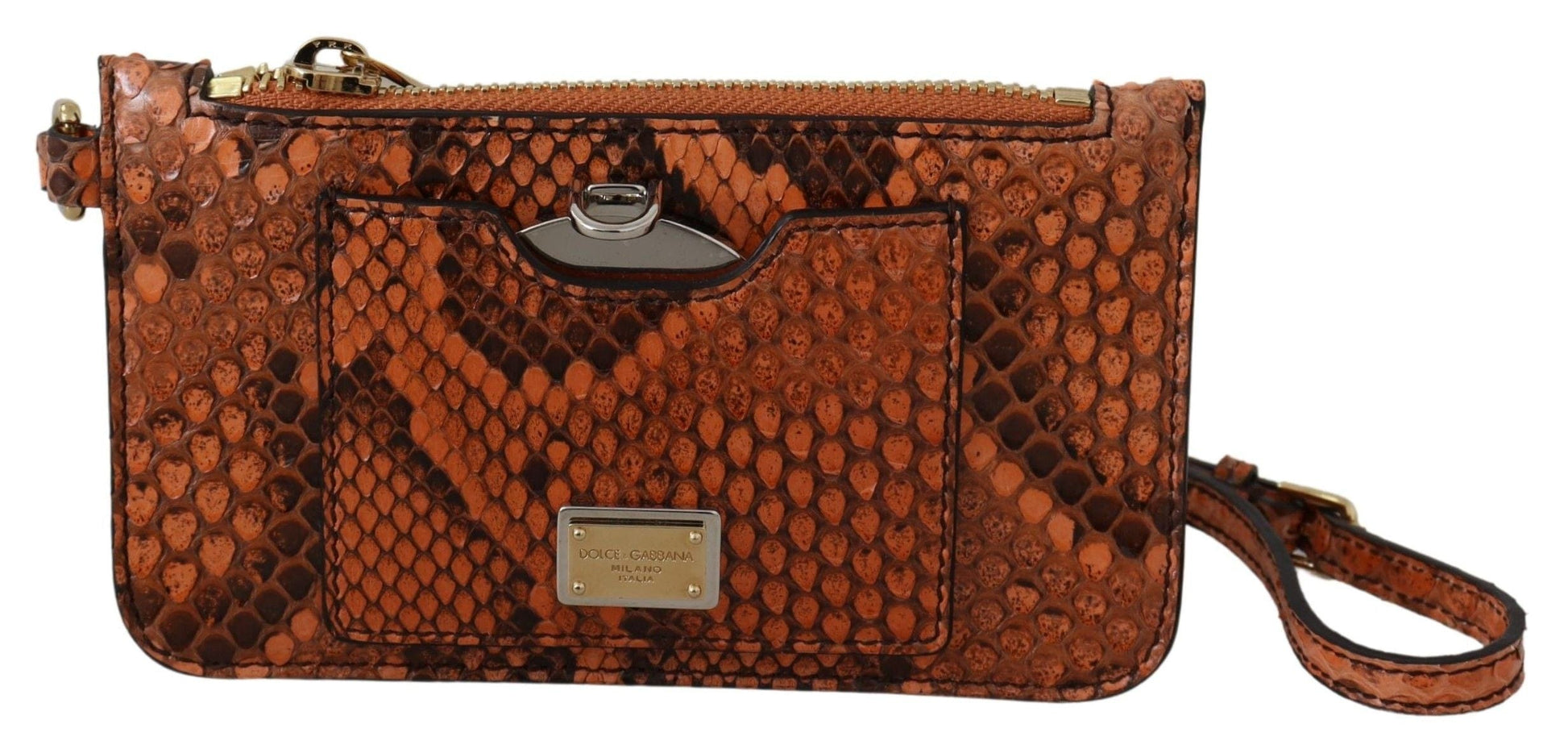 Dolce & Gabbana Dolce & Gabbana Elegant Python Patterned Leather Wristlet