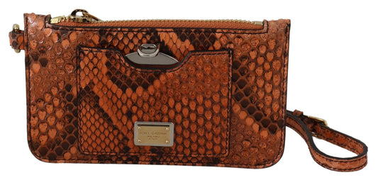 Dolce & Gabbana Dolce & Gabbana Elegant Python Patterned Leather Wristlet