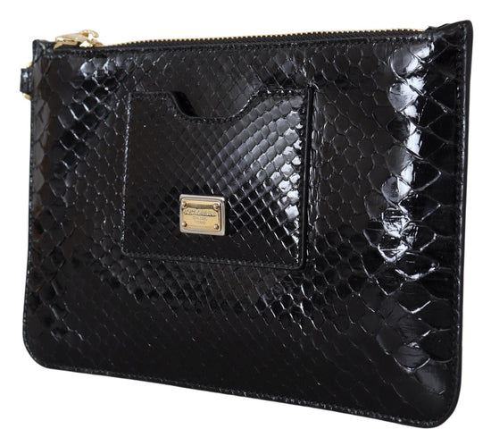 Dolce & Gabbana Dolce & Gabbana Exotic Leather Black Wristlet Wallet