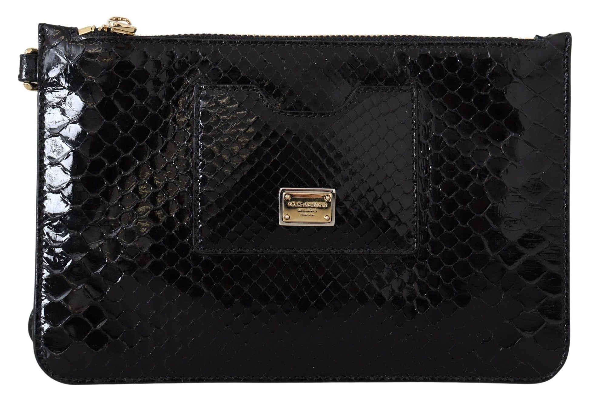 Dolce & Gabbana Dolce & Gabbana Exotic Leather Black Wristlet Wallet