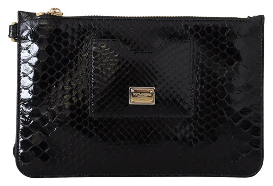 Dolce & Gabbana Dolce & Gabbana Exotic Leather Black Wristlet Wallet