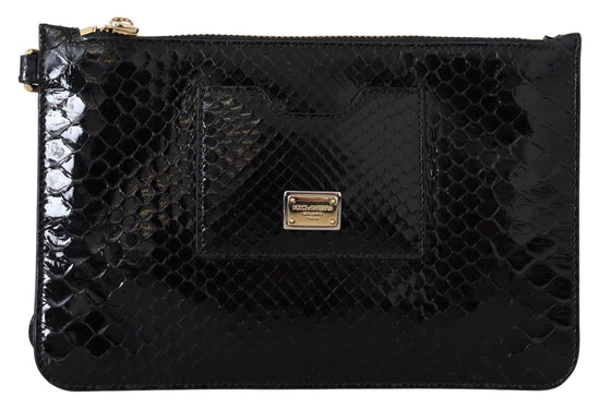 Dolce & Gabbana Dolce & Gabbana Exotic Leather Black Wristlet Wallet