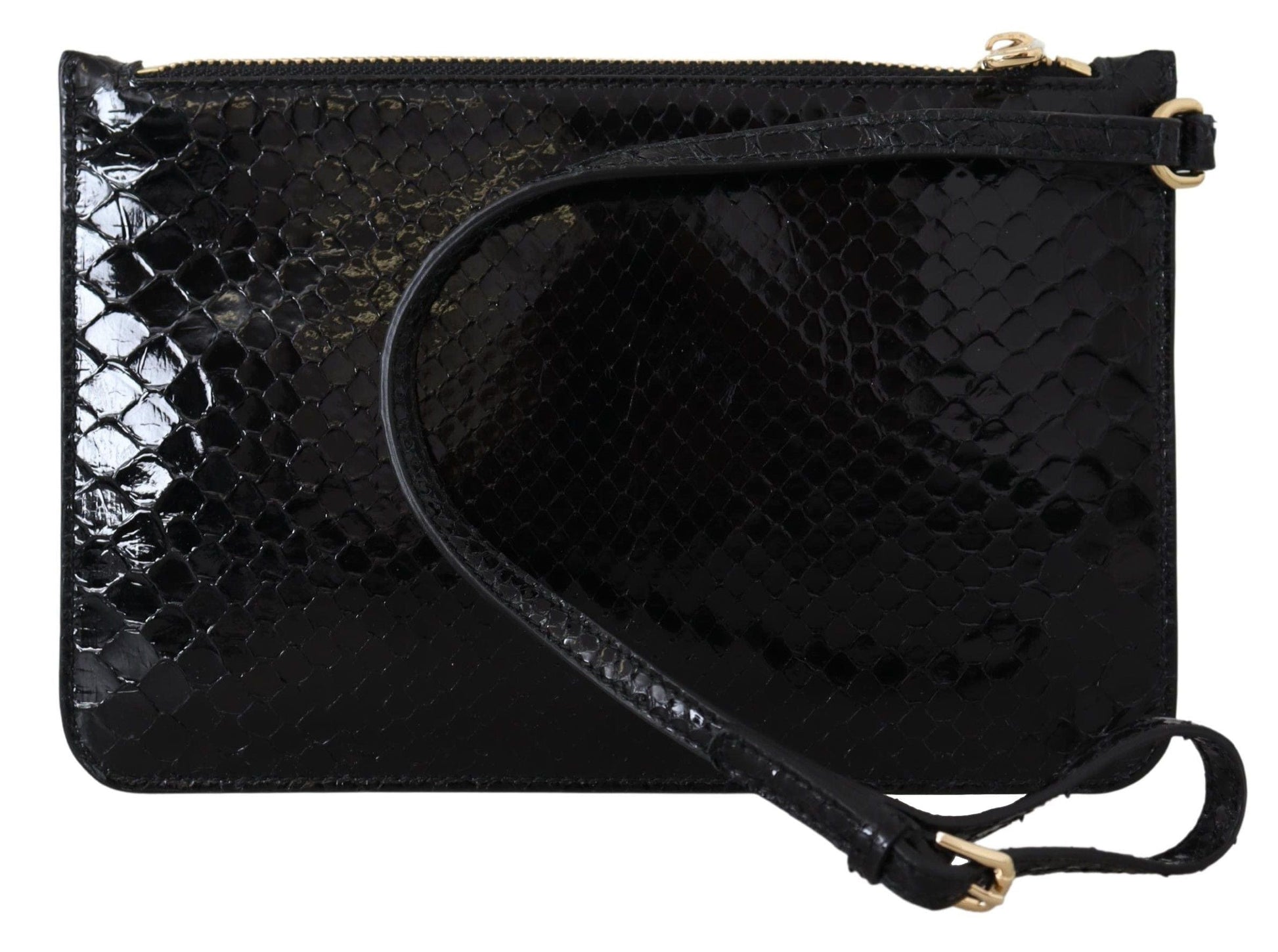 Dolce & Gabbana Dolce & Gabbana Exotic Leather Black Wristlet Wallet