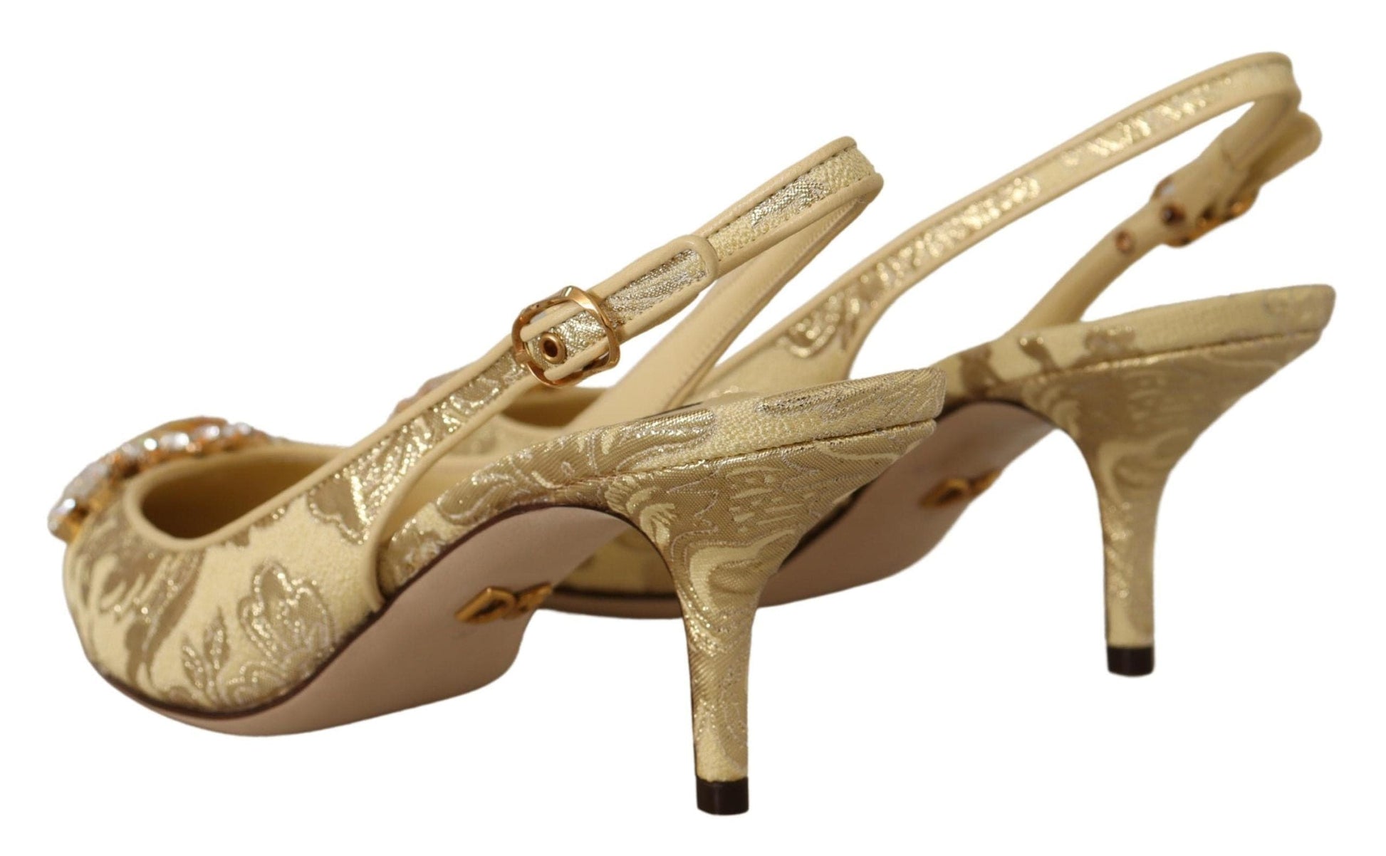 Dolce & Gabbana Dolce & Gabbana Gleaming Gold Crystal Slingback Heels