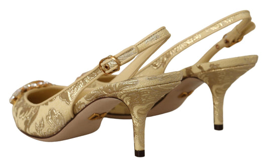 Dolce & Gabbana Dolce & Gabbana Gleaming Gold Crystal Slingback Heels