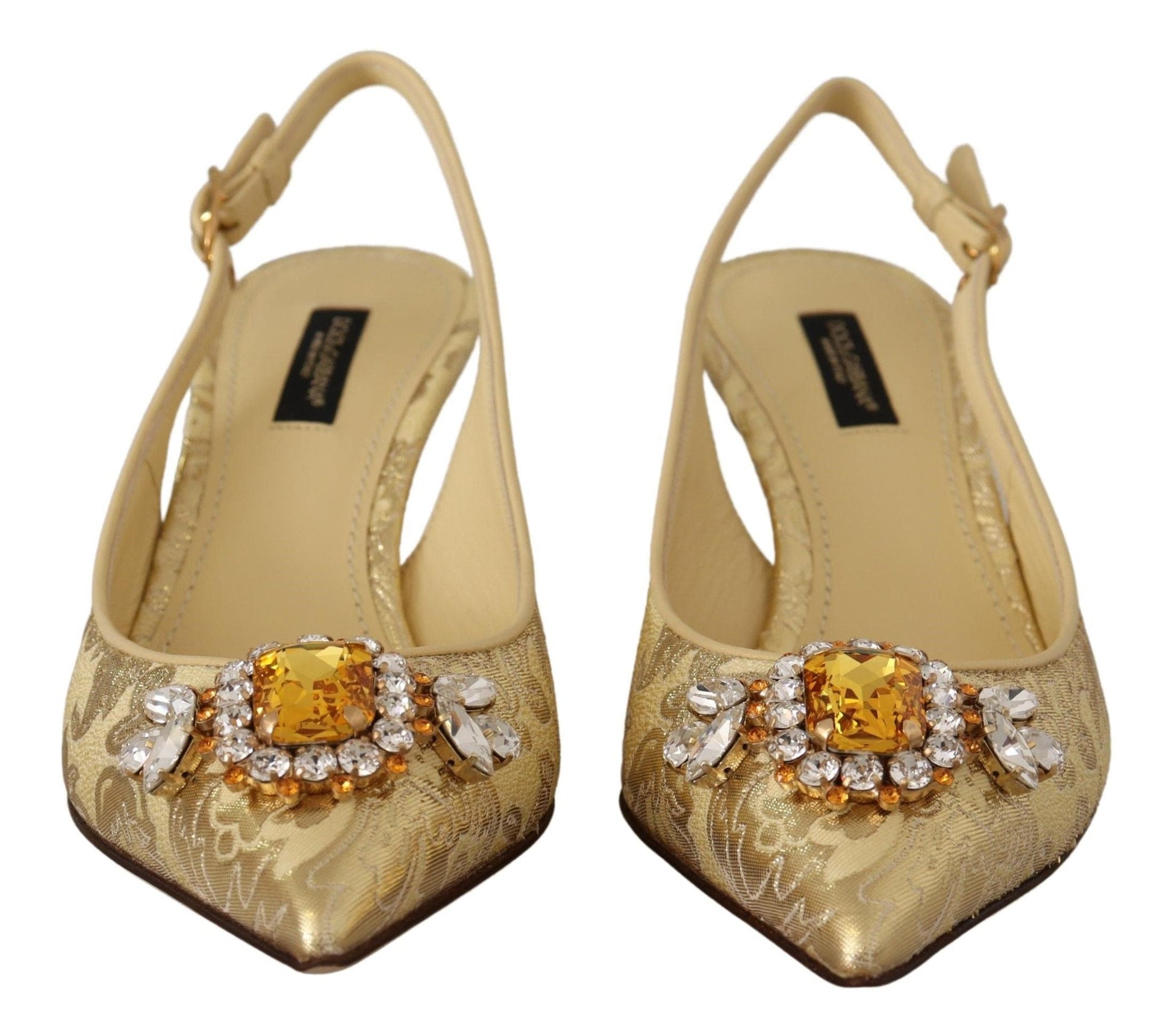 Dolce & Gabbana Dolce & Gabbana Gleaming Gold Crystal Slingback Heels