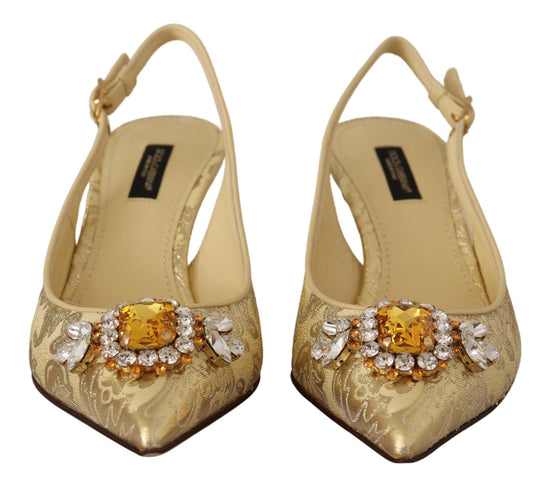 Dolce & Gabbana Dolce & Gabbana Gleaming Gold Crystal Slingback Heels