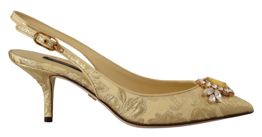 Dolce & Gabbana Dolce & Gabbana Gleaming Gold Crystal Slingback Heels