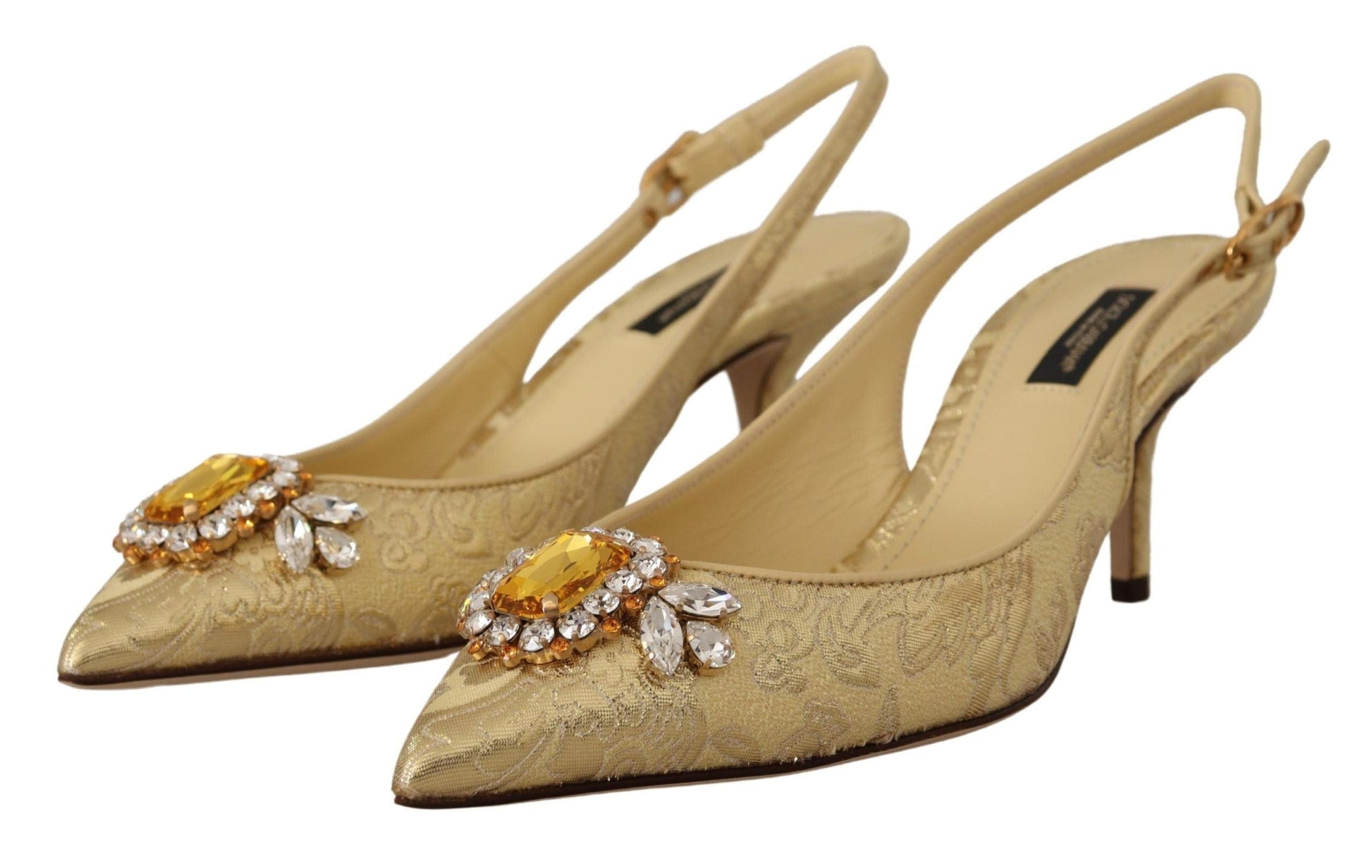 Dolce & Gabbana Dolce & Gabbana Gleaming Gold Crystal Slingback Heels