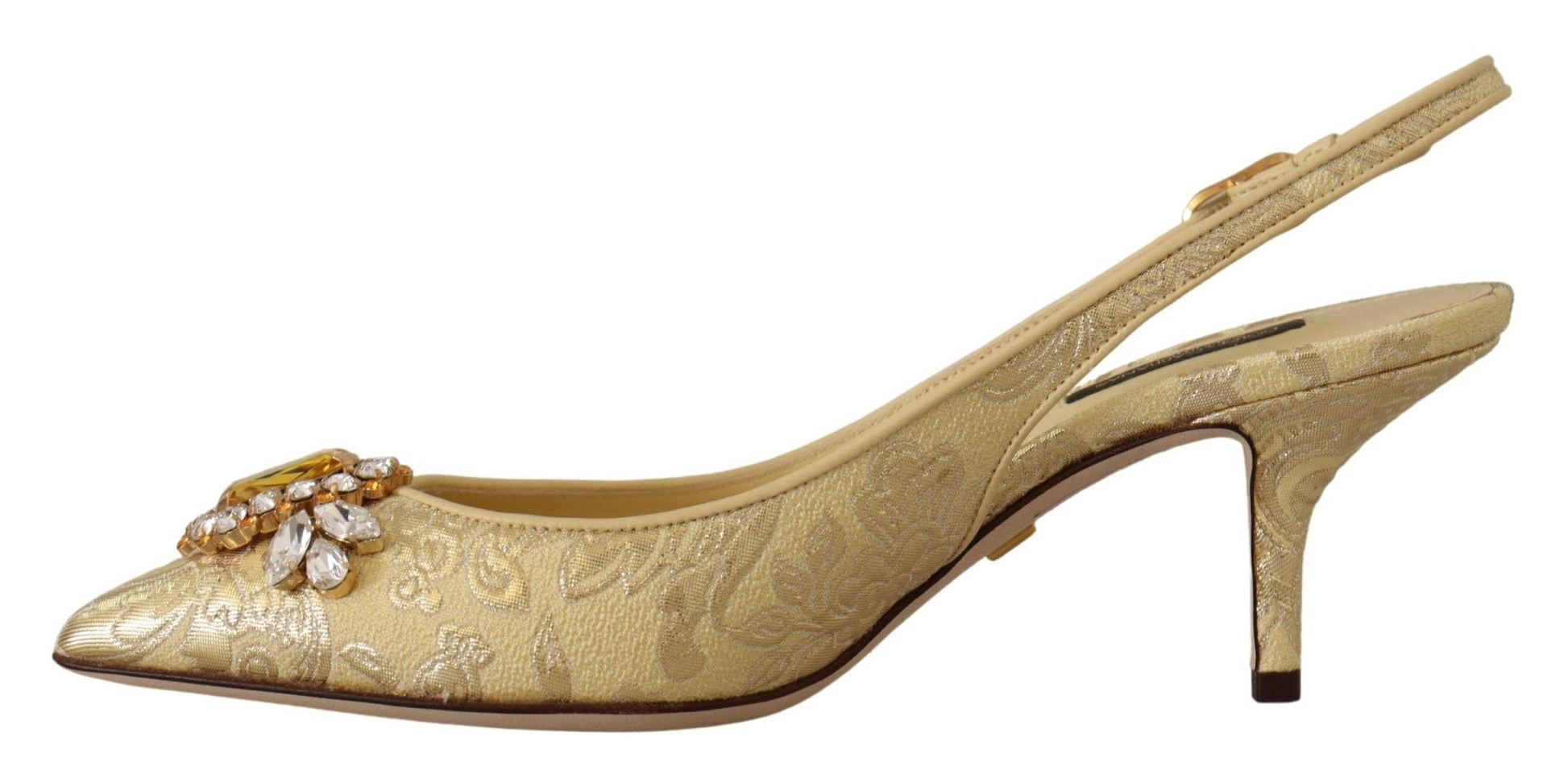 Dolce & Gabbana Dolce & Gabbana Gleaming Gold Crystal Slingback Heels