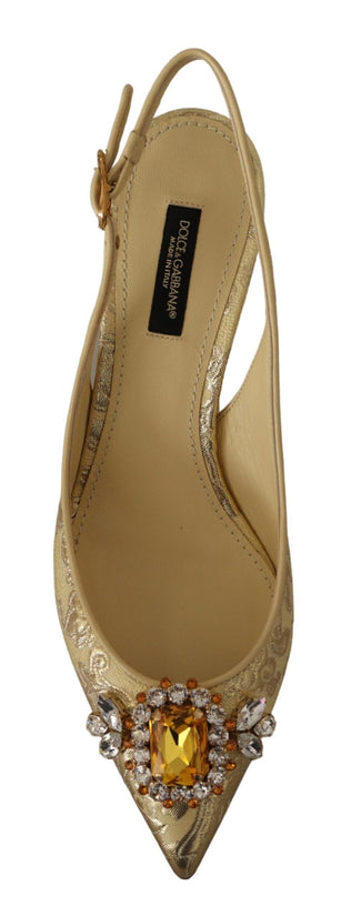 Dolce & Gabbana Dolce & Gabbana Gleaming Gold Crystal Slingback Heels