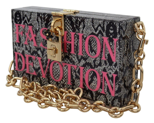 Dolce & Gabbana Dolce & Gabbana Gray Resin Dolce Box Clutch with Gold Details