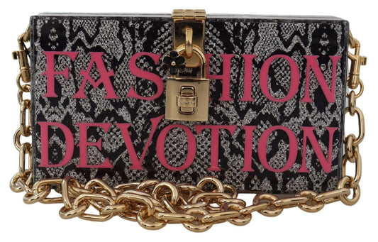 Dolce & Gabbana Dolce & Gabbana Gray Resin Dolce Box Clutch with Gold Details