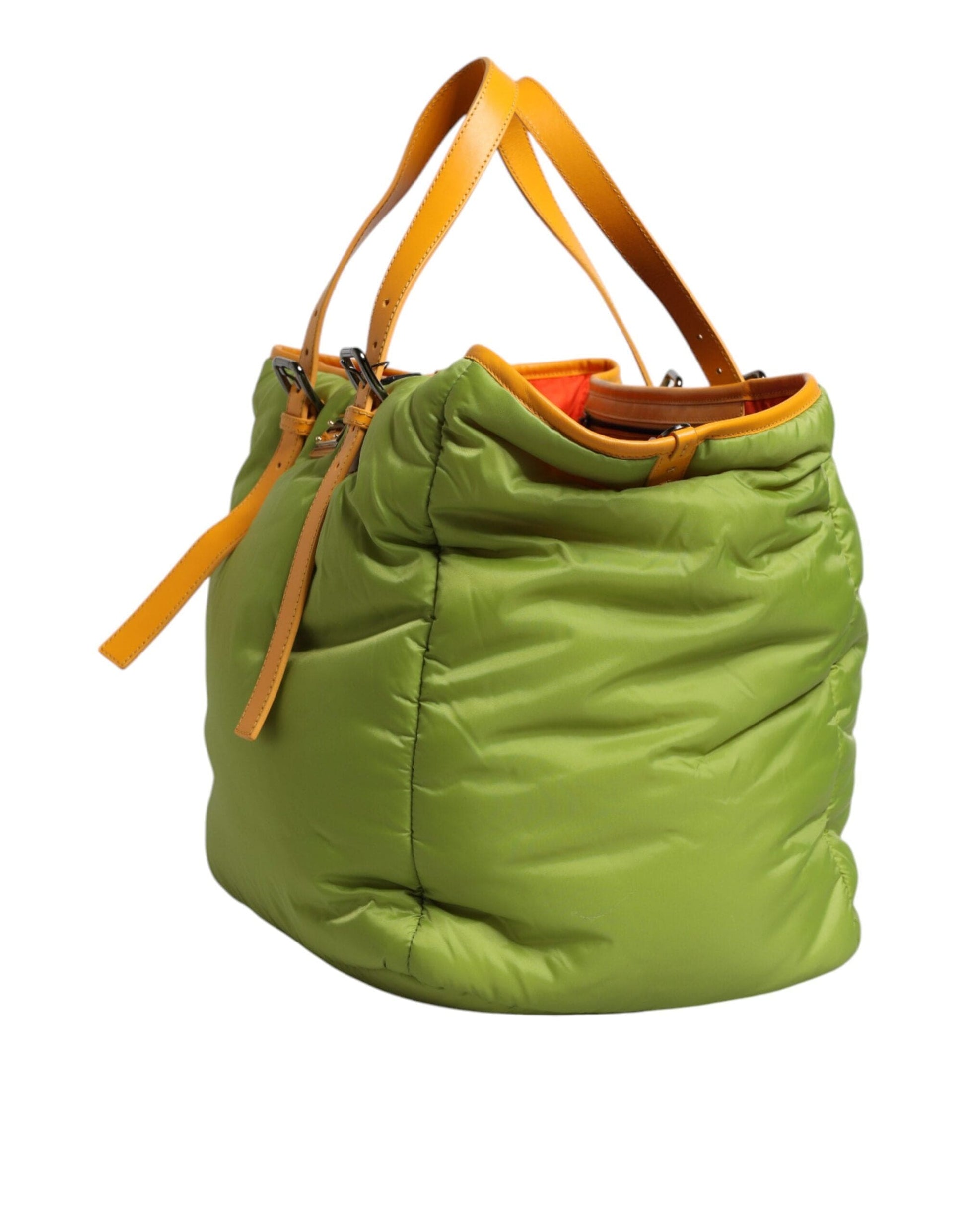 Dolce & Gabbana Dolce & Gabbana Green Nylon Padded Logo Plaque Tote Crossbody Bag