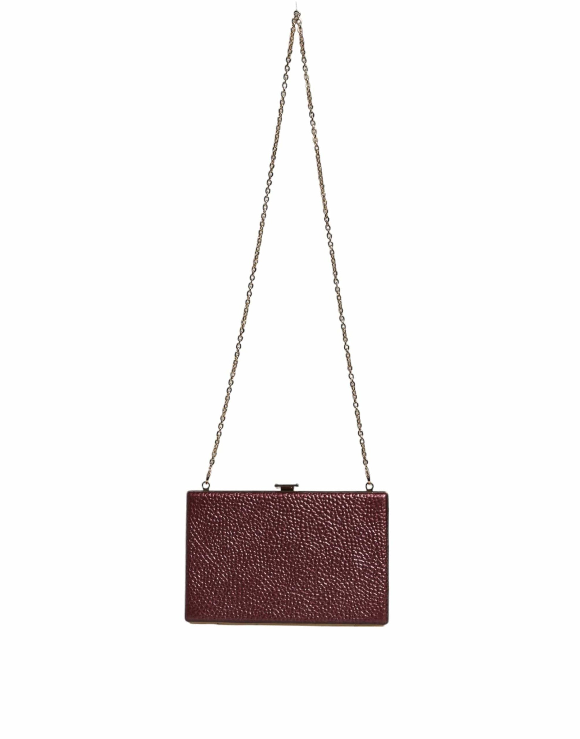 Dolce & Gabbana Dolce & Gabbana Maroon Leather Clutch Evening Crossbody Bag