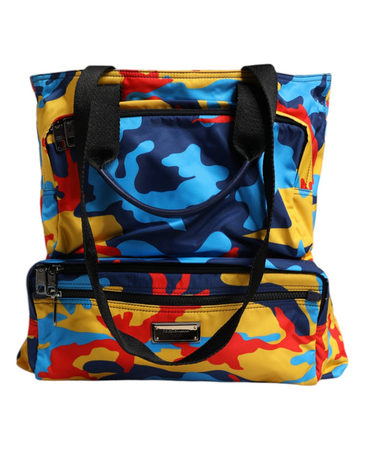 Dolce & Gabbana Dolce & Gabbana Multicolor Camouflage Nylon Shopping Tote Bag