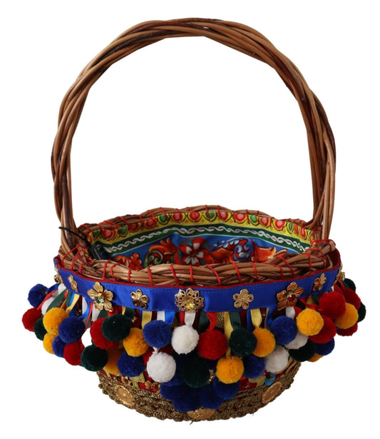 Dolce & Gabbana Dolce & Gabbana Multicolor Embellished Wicker Tote