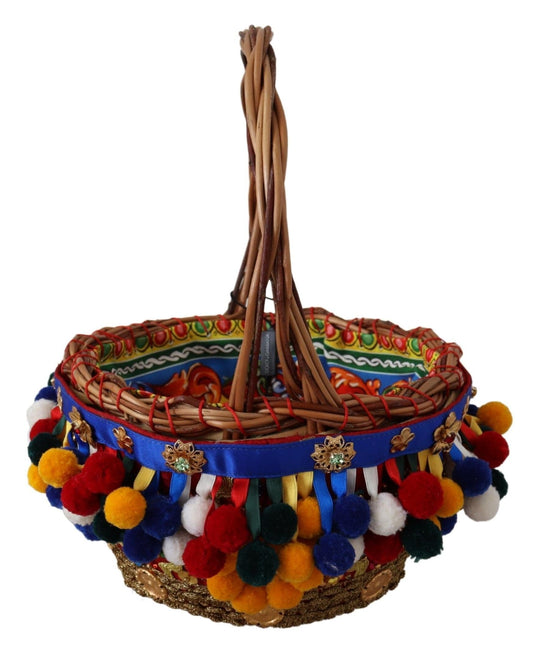 Dolce & Gabbana Dolce & Gabbana Multicolor Embellished Wicker Tote