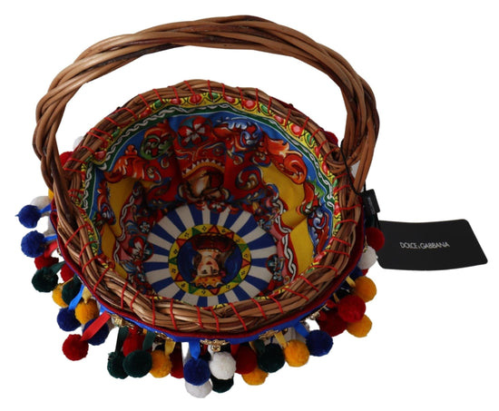 Dolce & Gabbana Dolce & Gabbana Multicolor Embellished Wicker Tote