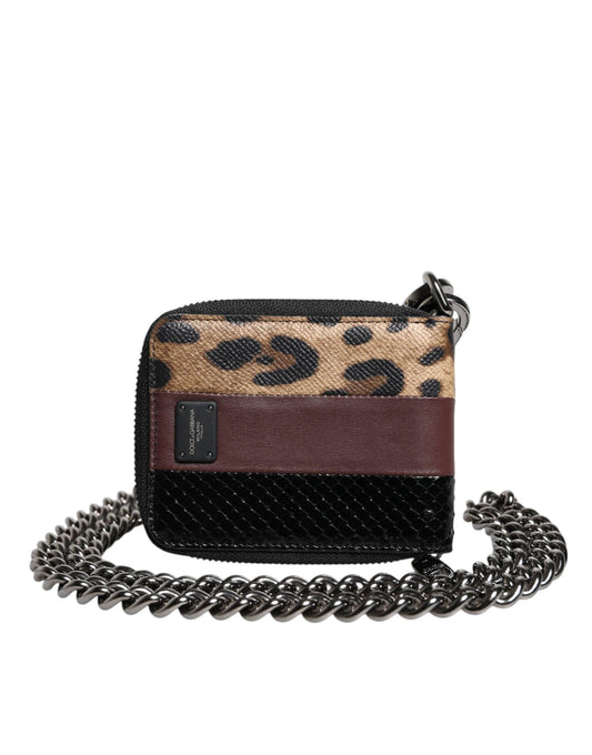Dolce & Gabbana Dolce & Gabbana Multicolor Leopard Leather DG Bifold Card Holder Wallet