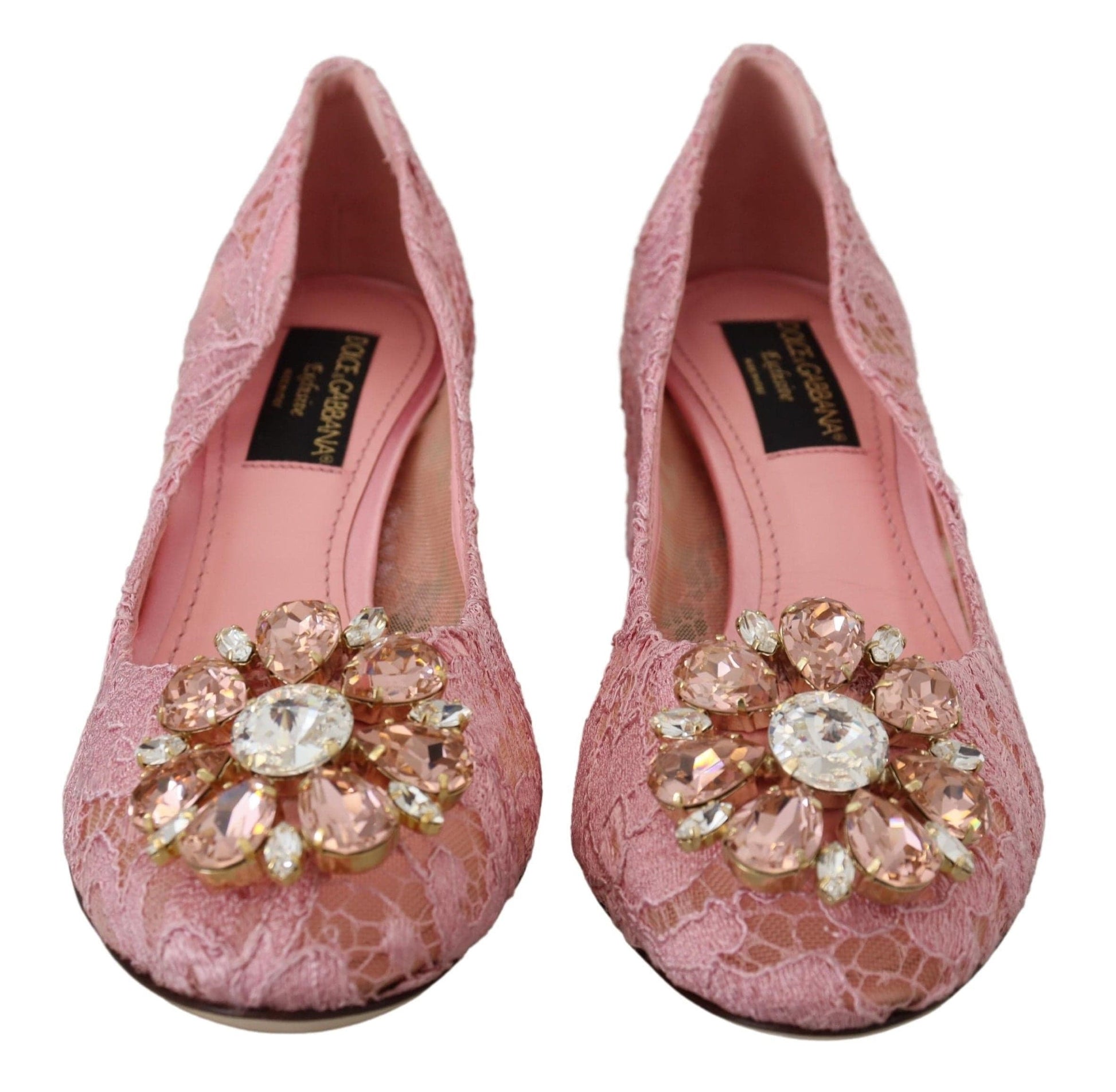 Dolce & Gabbana Dolce & Gabbana Pastel Pink Lace Crystal Embellished Pumps