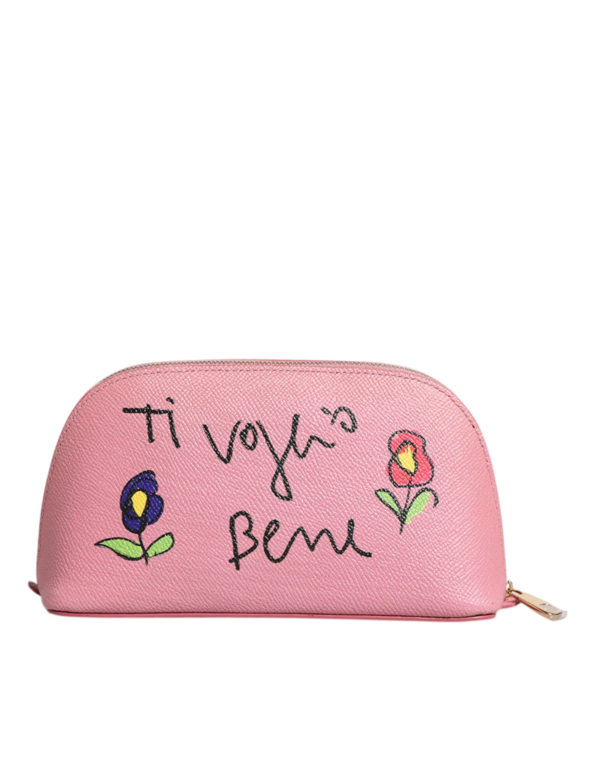Dolce & Gabbana Dolce & Gabbana Pink Leather DG Logo Zip Around Hand Purse Pouch Wallet