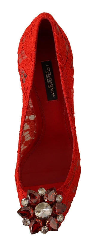 Dolce & Gabbana Dolce & Gabbana Red Crystal Taormina Lace Heels Pumps