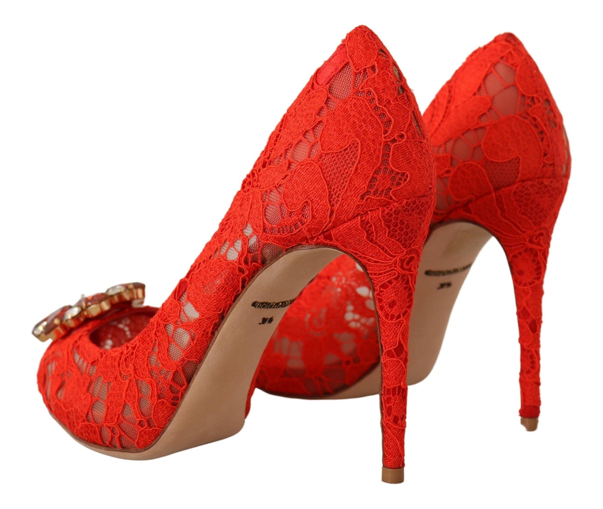 Dolce & Gabbana Dolce & Gabbana Red Crystal Taormina Lace Heels Pumps