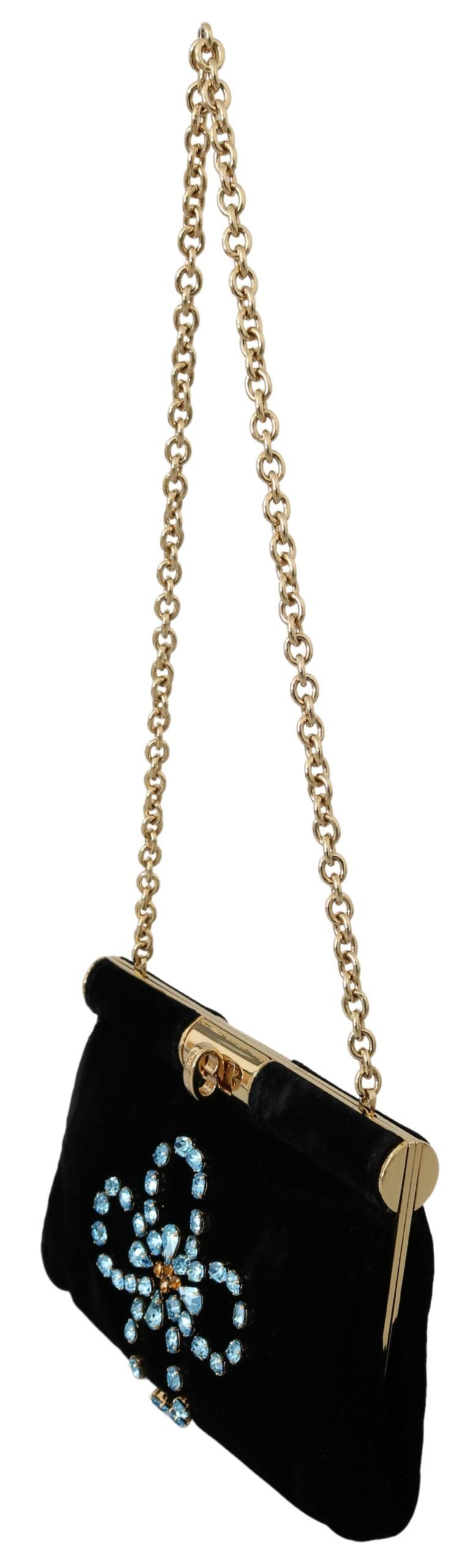 Dolce & Gabbana Dolce & Gabbana Velvet Evening Party Crossbody with Crystal Studs