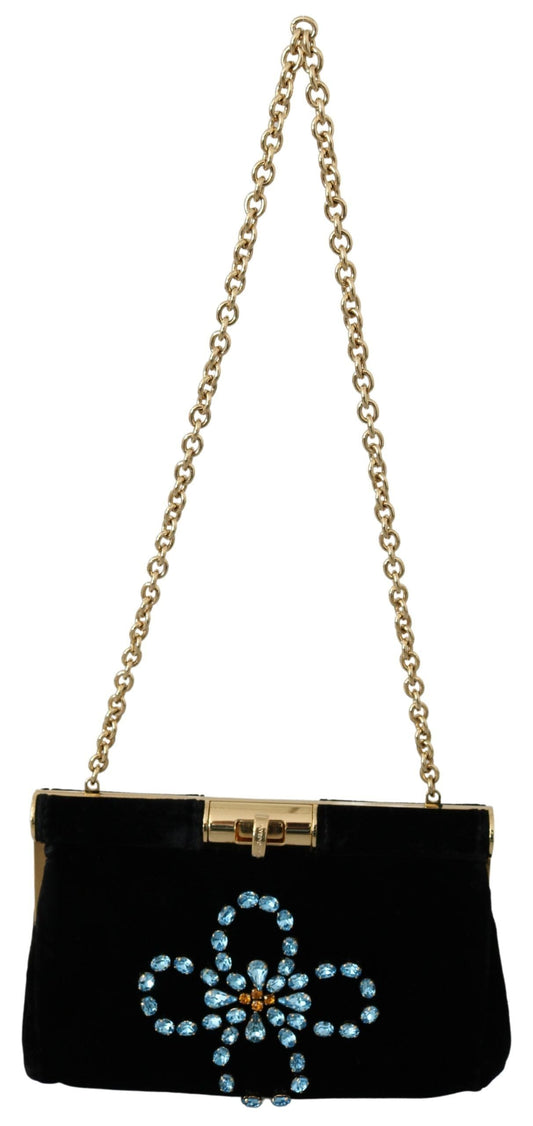 Dolce & Gabbana Dolce & Gabbana Velvet Evening Party Crossbody with Crystal Studs