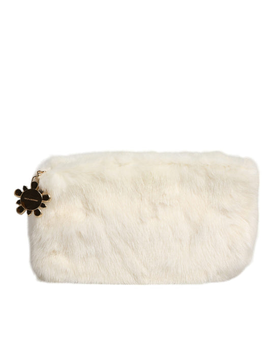 Dolce & Gabbana Dolce & Gabbana White Fur Handbag Clutch Purse Pouch Bag