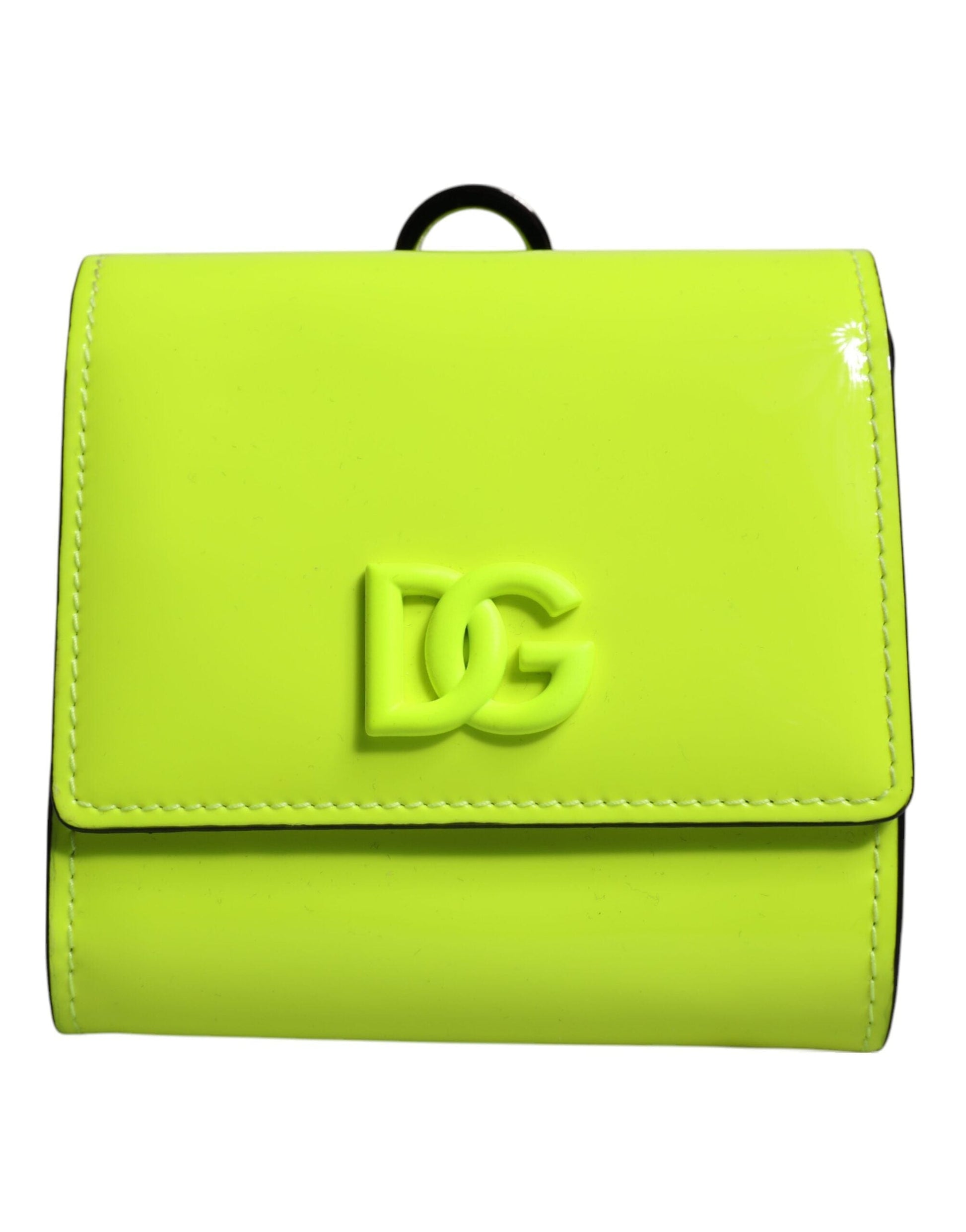Dolce & Gabbana Dolce & Gabbana Yellow Green Bifold DG Logo Neck Strap Cardholder Wallet