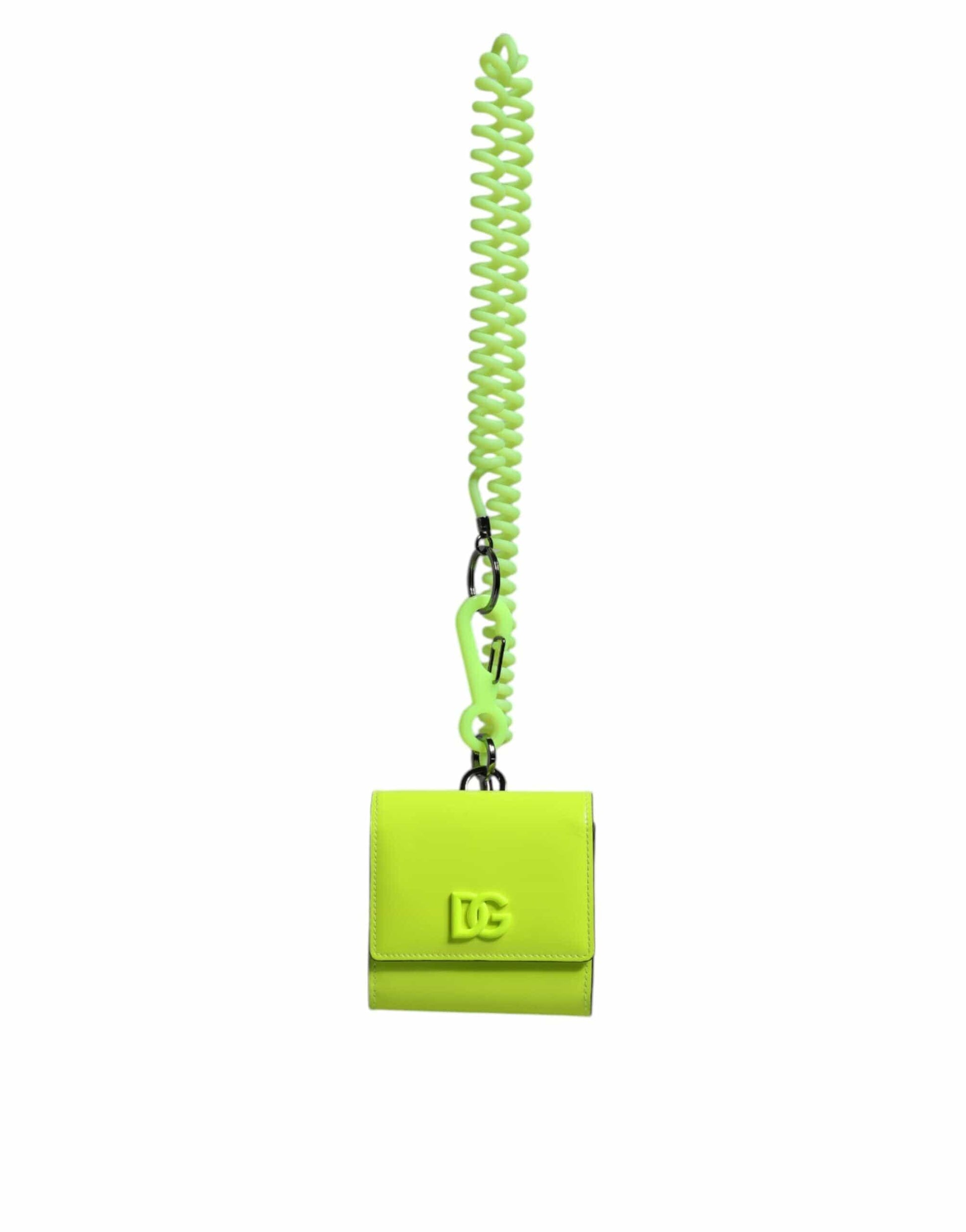 Dolce & Gabbana Dolce & Gabbana Yellow Green Bifold DG Logo Neck Strap Cardholder Wallet