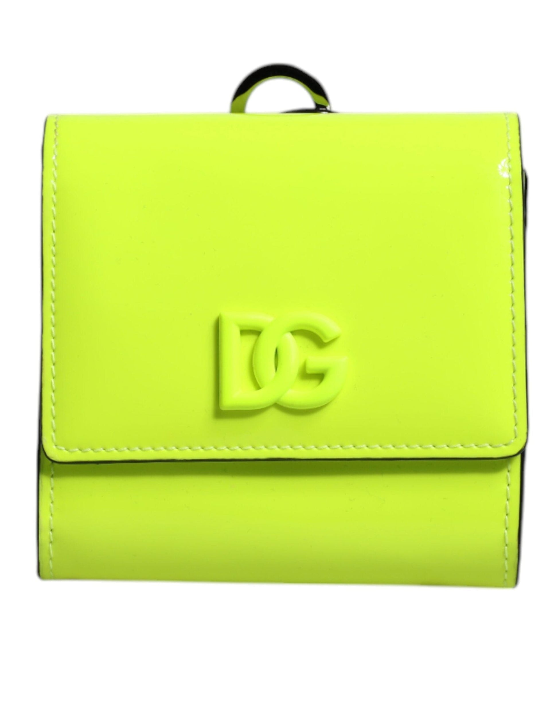 Dolce & Gabbana Dolce & Gabbana Yellow Green Bifold DG Logo Neck Strap Cardholder Wallet