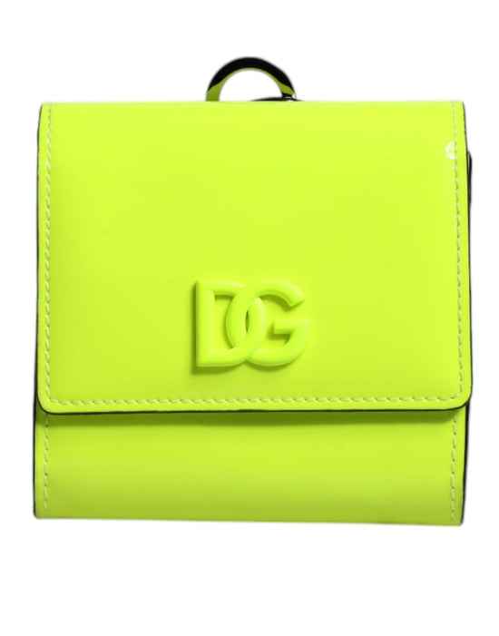 Dolce & Gabbana Dolce & Gabbana Yellow Green Bifold DG Logo Neck Strap Cardholder Wallet