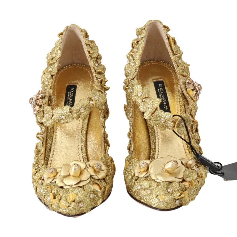 Dolce & Gabbana EU36/US5.5 Dolce & Gabbana Gold Floral Crystal Embellished Pumps