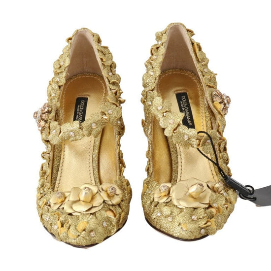 Dolce & Gabbana EU36/US5.5 Dolce & Gabbana Gold Floral Crystal Embellished Pumps