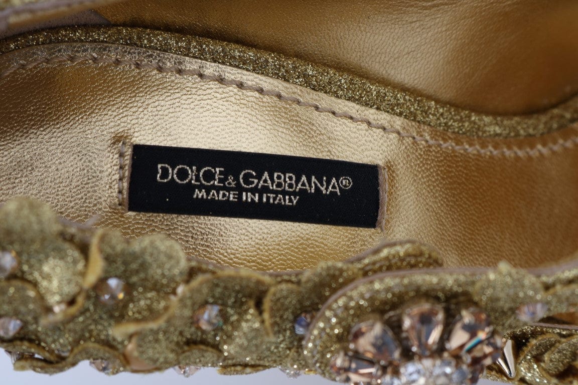 Dolce & Gabbana EU36/US5.5 Dolce & Gabbana Gold Floral Crystal Embellished Pumps