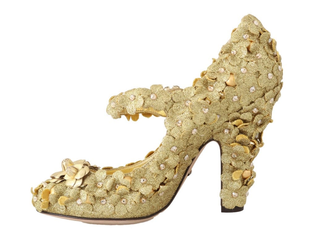 Dolce & Gabbana EU36/US5.5 Dolce & Gabbana Gold Floral Crystal Embellished Pumps