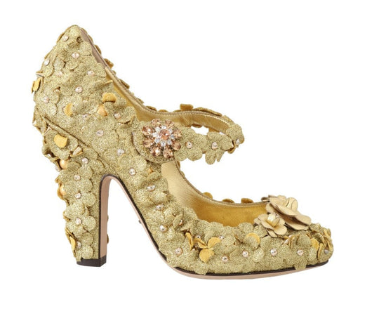 Dolce & Gabbana EU36/US5.5 Dolce & Gabbana Gold Floral Crystal Embellished Pumps