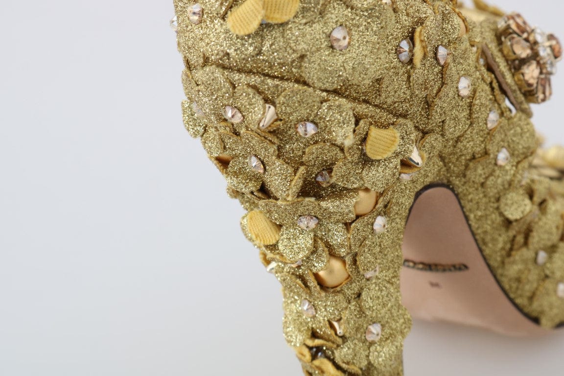 Dolce & Gabbana EU36/US5.5 Dolce & Gabbana Gold Floral Crystal Embellished Pumps