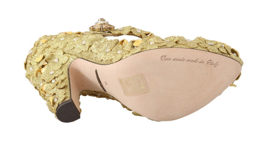 Dolce & Gabbana EU36/US5.5 Dolce & Gabbana Gold Floral Crystal Embellished Pumps