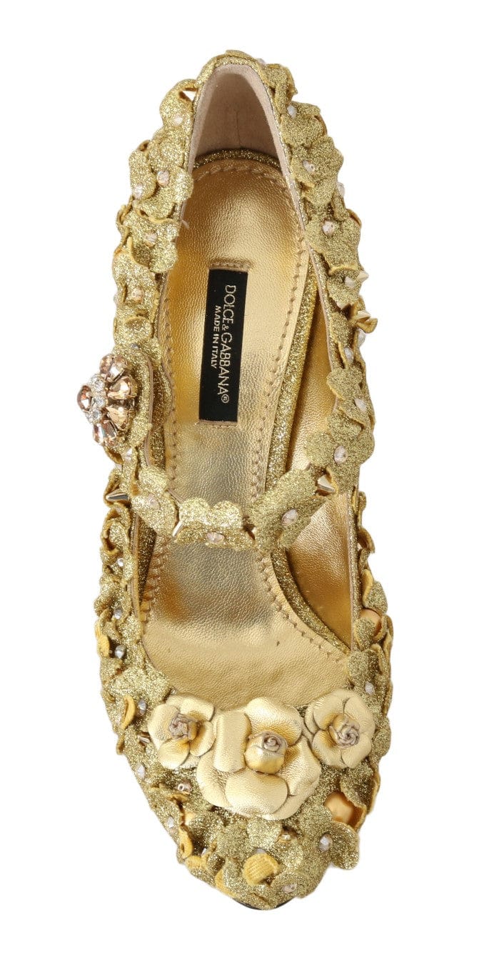 Dolce & Gabbana EU36/US5.5 Dolce & Gabbana Gold Floral Crystal Embellished Pumps