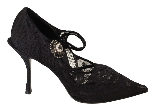 Dolce & Gabbana EU38/US7.5 Dolce & Gabbana Elegant Black Lace Stiletto Pumps