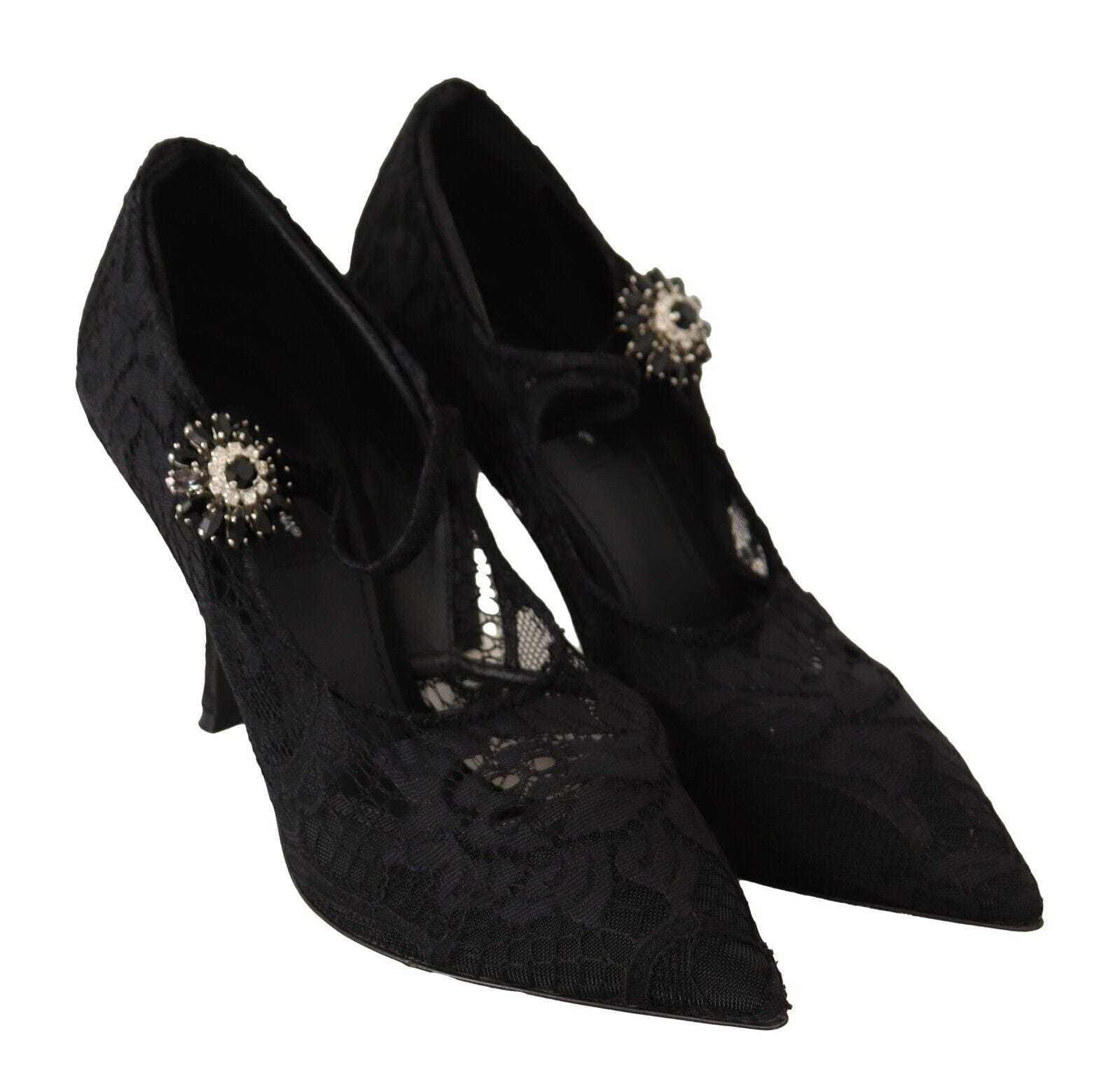 Dolce & Gabbana EU38/US7.5 Dolce & Gabbana Elegant Black Lace Stiletto Pumps