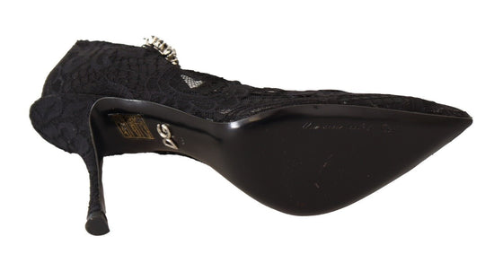 Dolce & Gabbana EU38/US7.5 Dolce & Gabbana Elegant Black Lace Stiletto Pumps