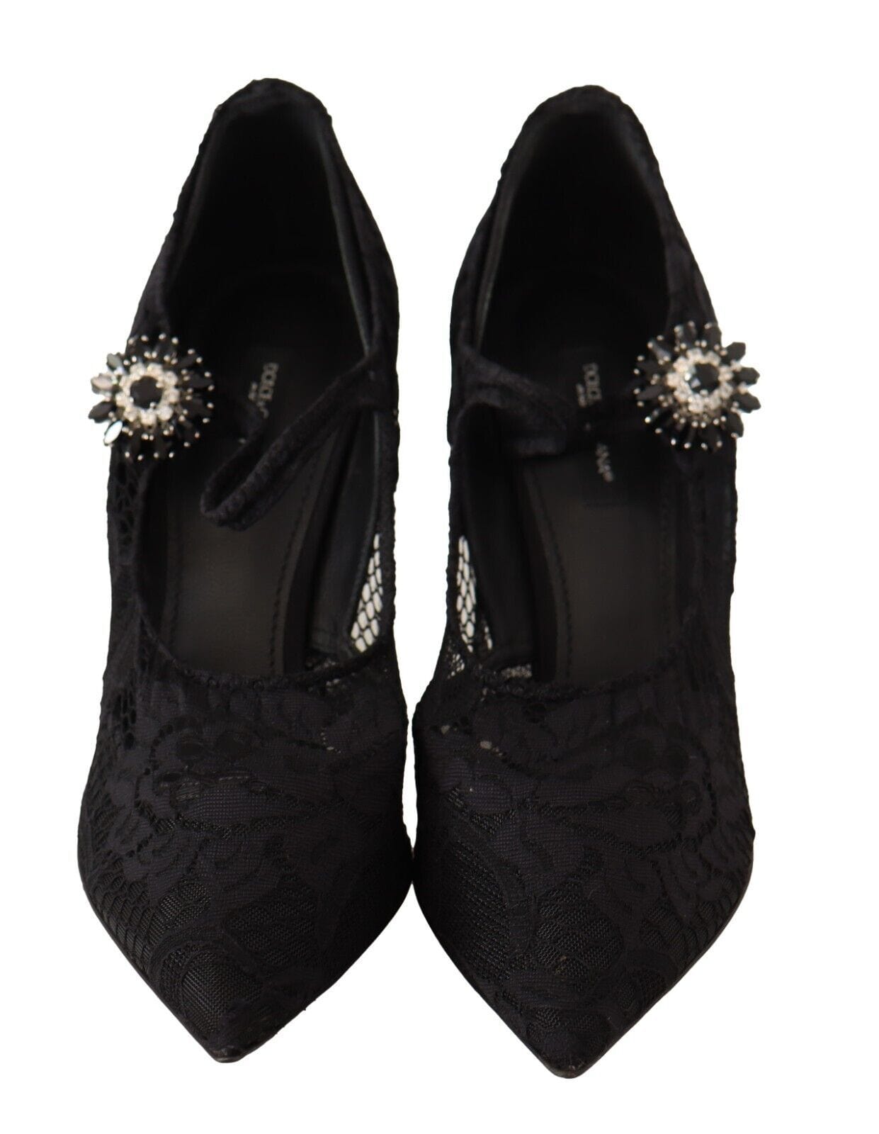 Dolce & Gabbana EU38/US7.5 Dolce & Gabbana Elegant Black Lace Stiletto Pumps