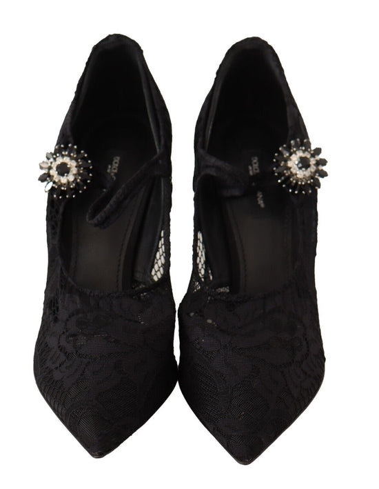 Dolce & Gabbana EU38/US7.5 Dolce & Gabbana Elegant Black Lace Stiletto Pumps
