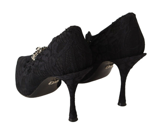 Dolce & Gabbana EU38/US7.5 Dolce & Gabbana Elegant Black Lace Stiletto Pumps